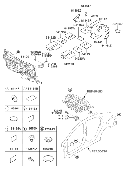 2011 Hyundai Elantra US Alabama made Isolation Pad & Plug Diagram 1
