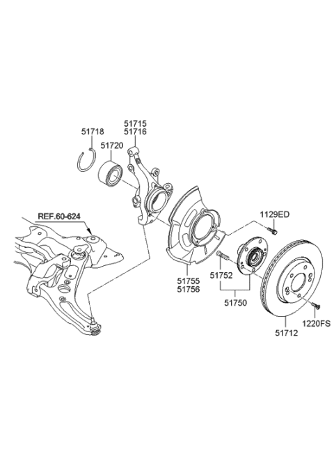 2012 Hyundai Elantra US Alabama made Front Axle Diagram