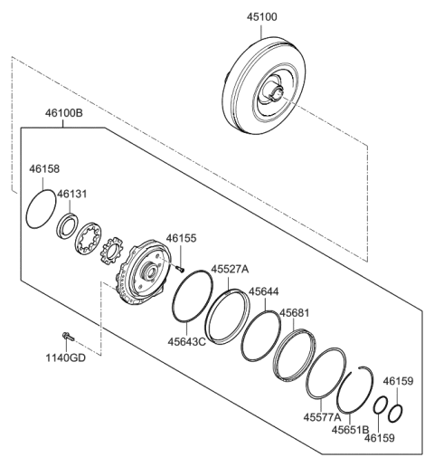 2013 Hyundai Elantra US Alabama made Oil Pump & TQ/Conv-Auto Diagram