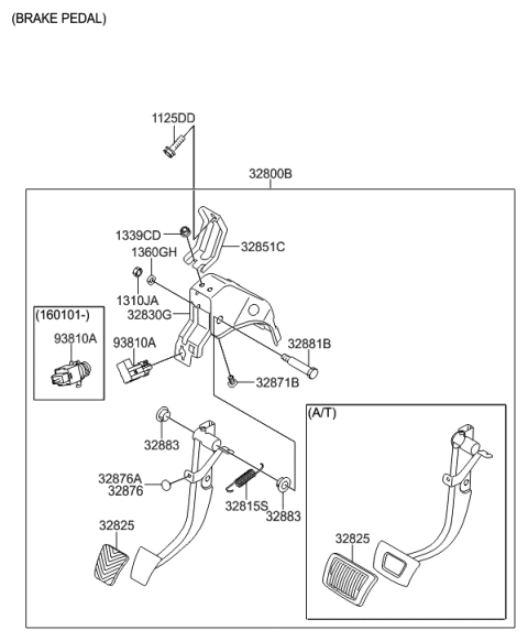 2013 Hyundai Elantra Brake & Clutch Pedal Diagram 1