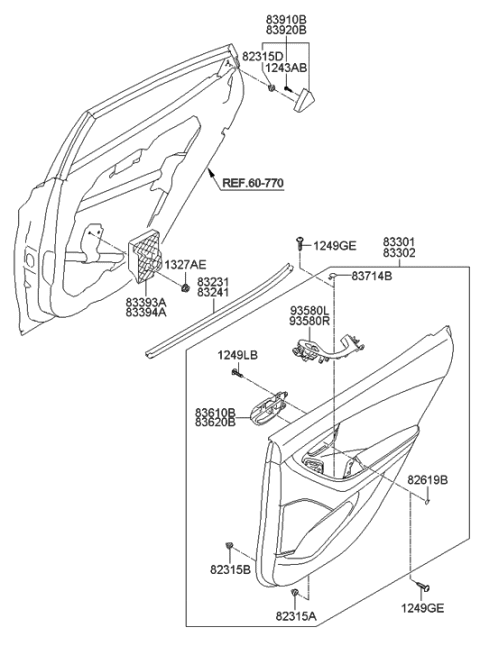 2013 Hyundai Elantra US Alabama made Rear Door Trim Diagram
