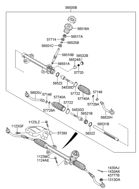 2012 Hyundai Elantra US Alabama made Power Steering Gear Box Diagram
