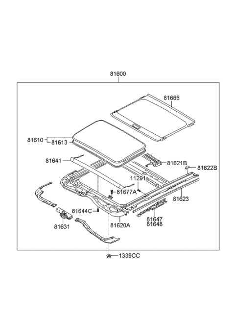 2011 Hyundai Elantra US Alabama made Sunroof Diagram 1