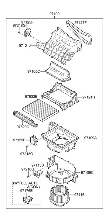 2011 Hyundai Elantra US Alabama made Heater System-Heater & Blower Diagram 3