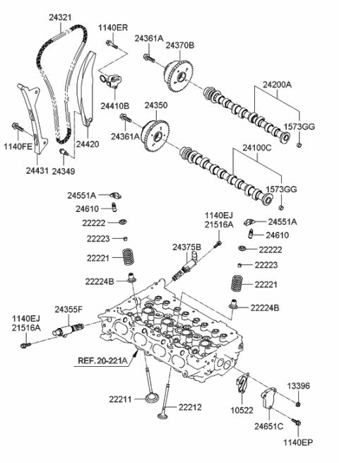 2015 Hyundai Elantra CVVT Assembly Diagram for 24350-2E011