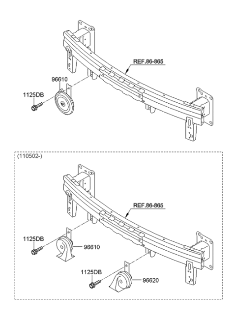 2012 Hyundai Elantra Horn Assembly-Low Pitch Diagram for 96610-3X000