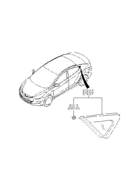 2011 Hyundai Elantra US Alabama made Quarter Window Diagram
