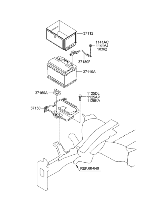 2015 Hyundai Elantra Battery Sensor Assembly Diagram for 37180-3X000