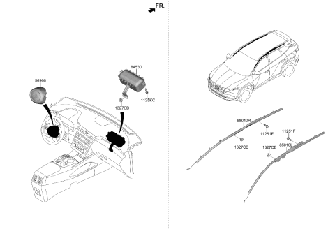 2023 Hyundai Tucson Curtain Air Bag Module,LH Diagram for 80410-N9000