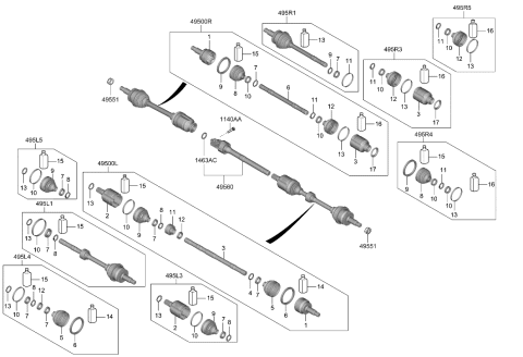 2005 Hyundai Elantra Joint Kit-Diff Side,RH Diagram for 495R3-N9060