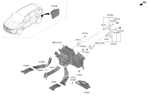 2023 Hyundai Tucson Korean made Heater System-Duct & Hose Diagram