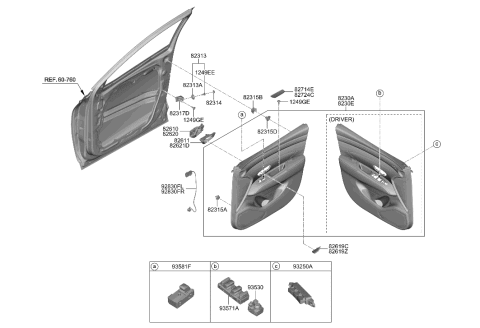 2022 Hyundai Tucson Housing-FR Door Inside Handle Diagram for 82611-N9000-MMH