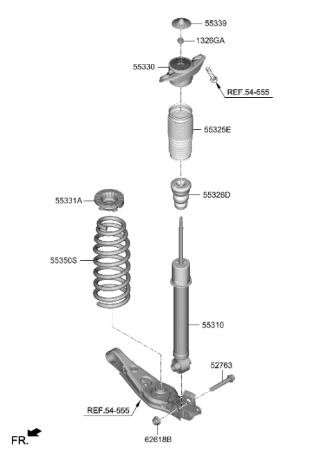 2002 Hyundai Elantra Bracket-Shock ABSORBER MTG Diagram for 55330-D7000