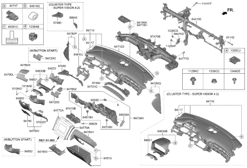 2023 Hyundai Tucson Korean made Crash Pad Diagram