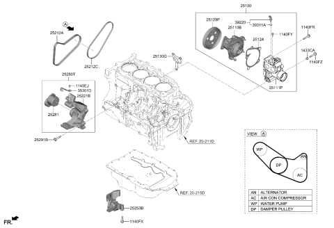 2022 Hyundai Tucson Korean made Coolant Pump Diagram