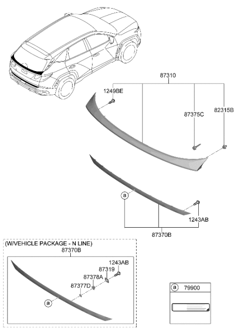 2022 Hyundai Tucson Back Panel Moulding Diagram