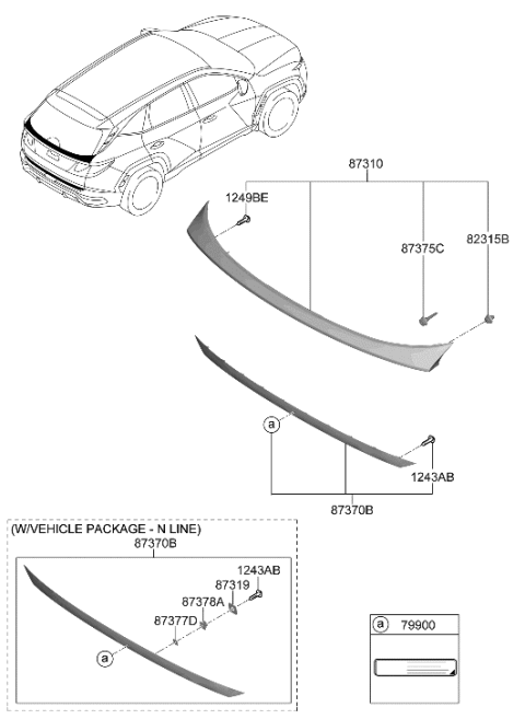 2023 Hyundai Tucson Back Panel Moulding Diagram