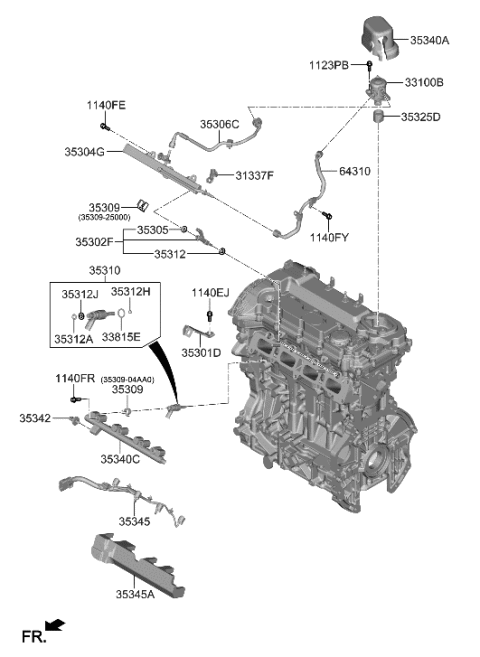2005 Hyundai Elantra O-Ring(INJECTOR) Diagram for 35312-2GFA0