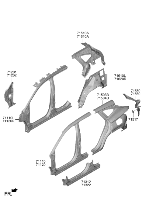 2022 Hyundai Tucson Korean made Side Body Panel Diagram