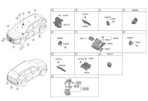 2022 Hyundai Tucson Unit Assembly-Rear Corner Radar,RH Diagram for 99150-N9000