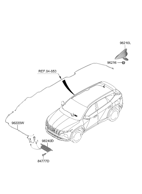 2005 Hyundai Elantra Antenna Assembly-Combination Diagram for 96210-N9200-EB