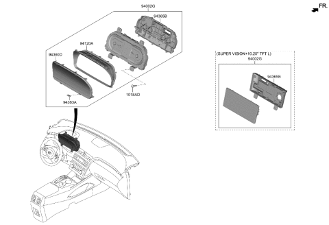2002 Hyundai Elantra CLUSTER ASSY-INSTRUMENT Diagram for 94001-N9080