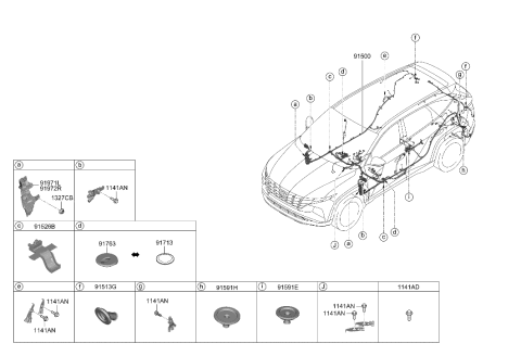 2022 Hyundai Tucson Wiring Assembly-Floor Diagram for 91560-N9310