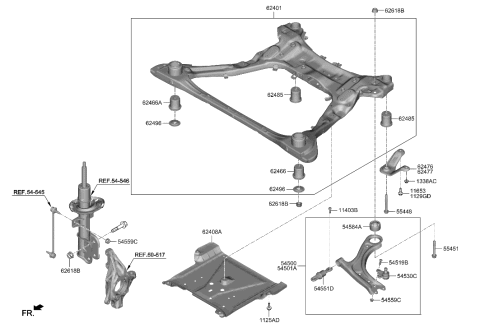 2002 Hyundai Elantra BUSHING-CROSSMEMBER MTG Diagram for 62418-N9100