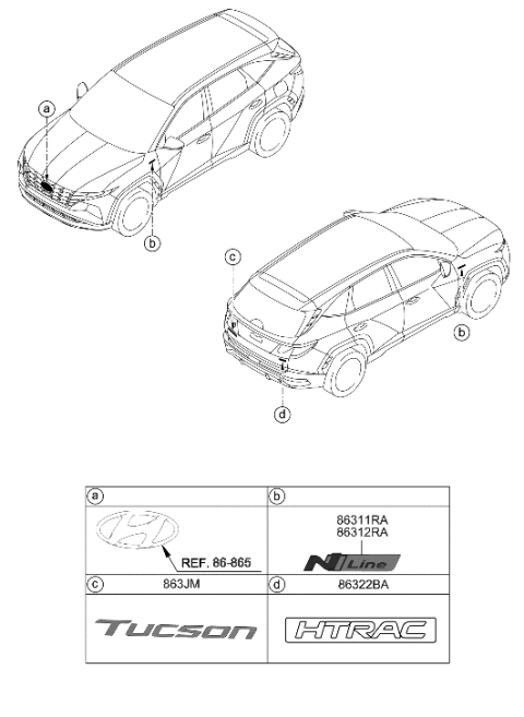 2002 Hyundai Elantra Emblem-Htrac Diagram for 86316-N9000