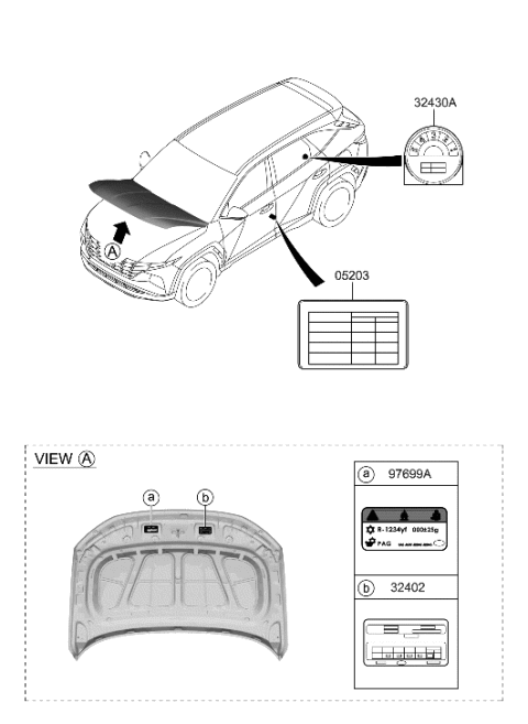 2022 Hyundai Tucson Label-Tire Pressure Diagram for 05203-N9420