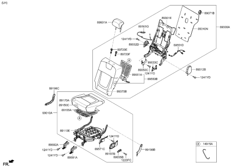 2005 Hyundai Elantra CUSHION ASSY-RR SEAT,LH Diagram for 89100-N9050-PUC