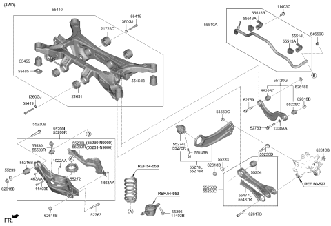 2002 Hyundai Elantra CROSSMEMBER-RR Diagram for 55405-N9050