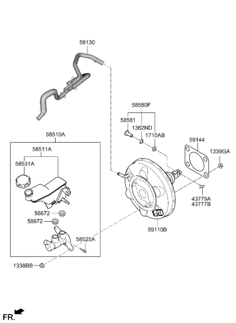 2023 Hyundai Tucson Brake Master Cylinder & Booster Diagram