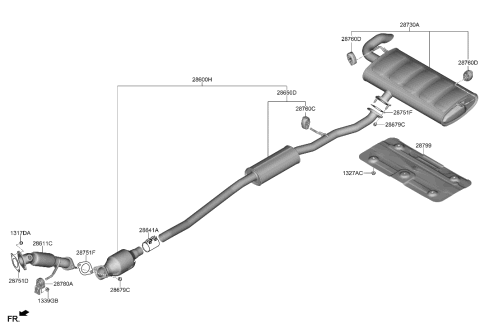 2002 Hyundai Elantra Muffler Assy-Front Diagram for 28610-N9330