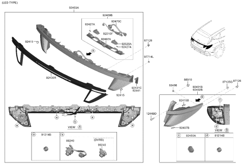 2005 Hyundai Elantra Mounting Clip-Rear Combination Diagram for 92485-2H000