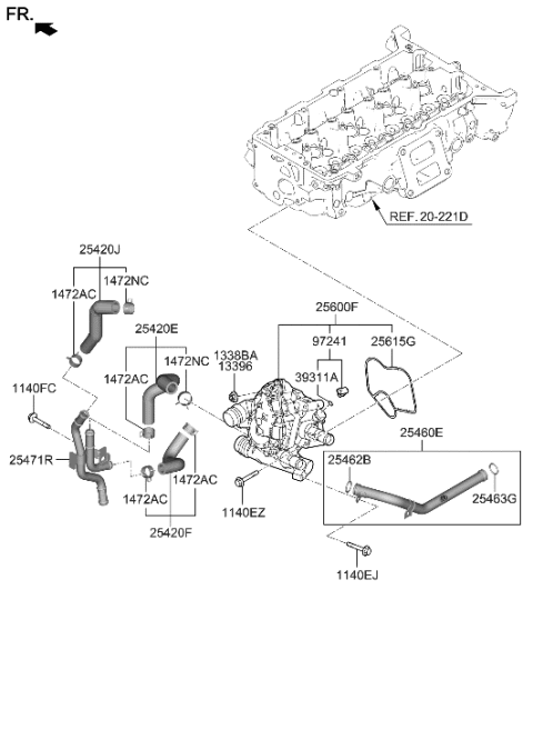 2022 Hyundai Tucson Korean made Coolant Pipe & Hose Diagram