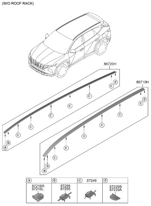 2022 Hyundai Tucson RR End Piece-Roof MLDG,LH Diagram for 87234-N9000