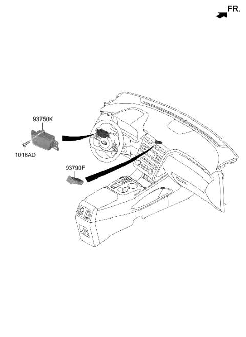 2022 Hyundai Tucson Switch Assembly-Side Crash Pad,LWR Diagram for 93750-N9150-NNB