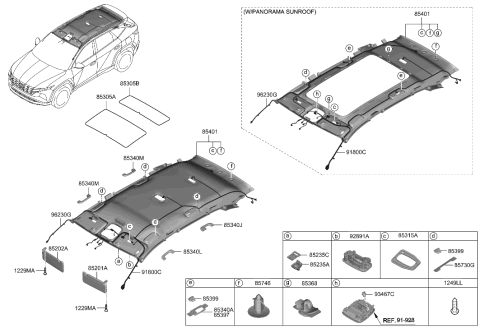 2022 Hyundai Tucson Sunvisor Assy,Rh Diagram for 85220-N9140-MMH