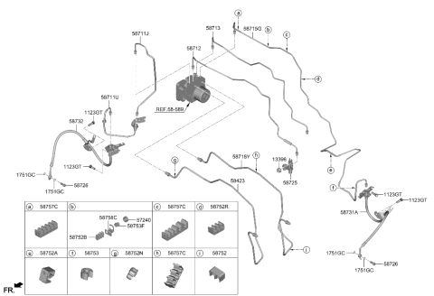 2002 Hyundai Elantra Hose-Brake Front,RH Diagram for 58732-N9000