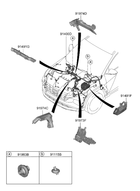 2022 Hyundai Tucson WIRING ASSY-CONTROL Diagram for 91420-N9580