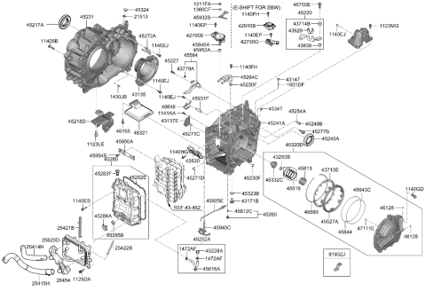 2002 Hyundai Elantra Bracket-Roll Rod Support Diagram for 45218-4G615