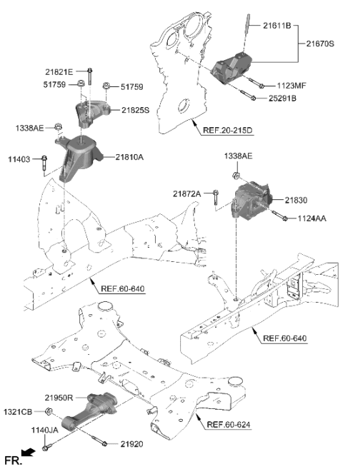 2023 Hyundai Tucson Engine & Transaxle Mounting Diagram