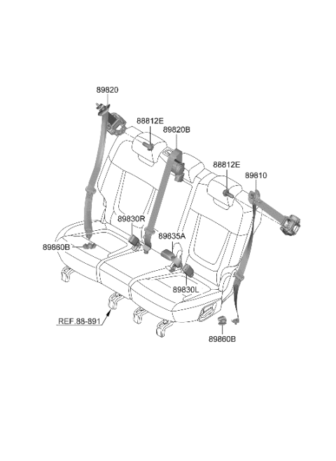2005 Hyundai Elantra S/Belt Assy-RR,Lh Diagram for 89810-N9500-NNB