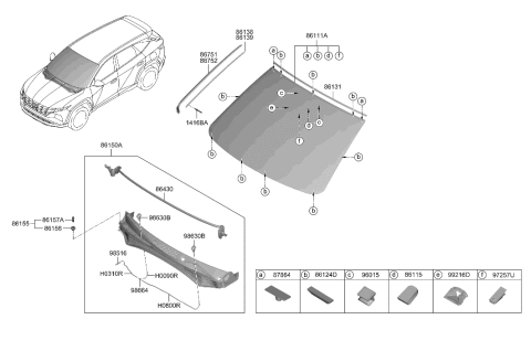 2023 Hyundai Tucson Glass-Windshield Diagram for 86111-N9110