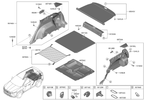 2005 Hyundai Elantra Tray-Lugg Side,RH Diagram for 85747-N9100-NNB
