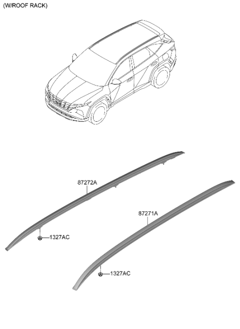 2002 Hyundai Elantra Rack Assembly-Roof,RH Diagram for 87280-N9010