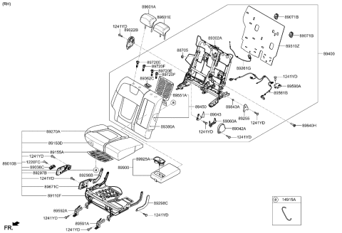 2002 Hyundai Elantra Cushion Assembly-RR Seat,RH Diagram for 89200-N9010-KIF