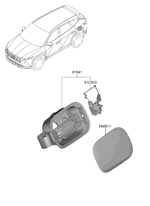 2023 Hyundai Tucson Korean made Fuel Filler Door Diagram
