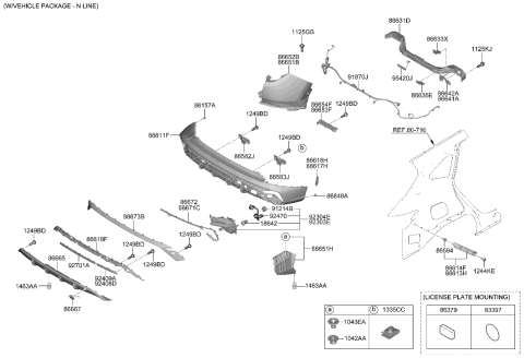 2022 Hyundai Tucson Moulding-Rear Bumper,LH Diagram for 86694-N9CA0